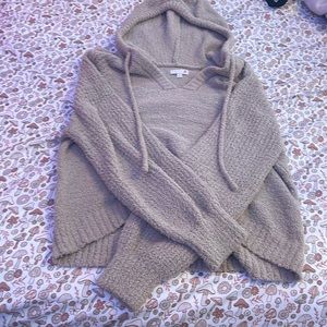 plush tan hooded sweater
